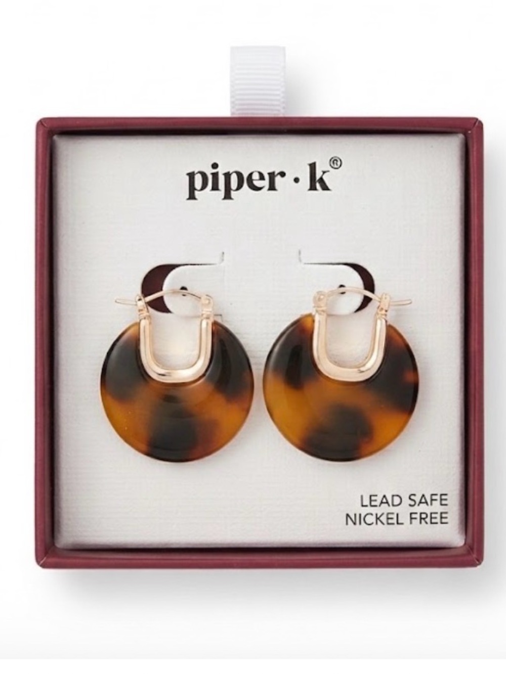 NWT ⚜️🤎⚜️ Piper K Tortoiseshell Resin Hoop Earrings